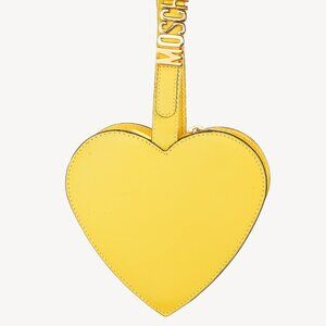 Moschino Golden Heart Yellow Leather Wrist Bag